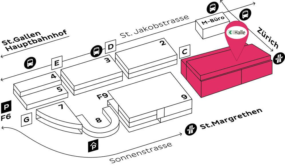 Karte St.Galler Kantonalbank Halle